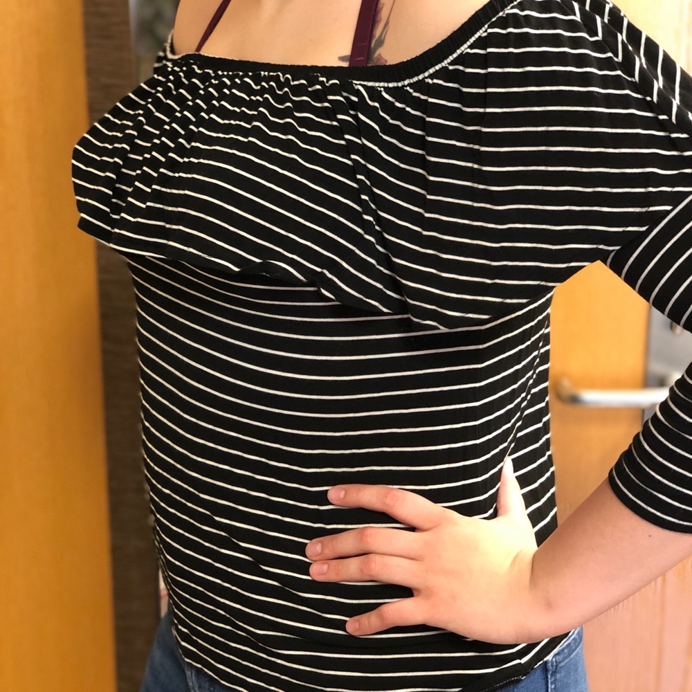 Striped off the shoulder shirt